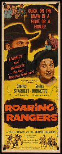 5z675 ROARING RANGERS insert '45 Charles Starrett as The Durango Kid, Smiley Burnette, Ed Cassidy!
