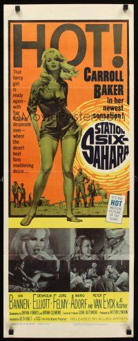 5z721 STATION SIX-SAHARA insert '64 super sexy Carroll Baker is alone with five men in the desert!