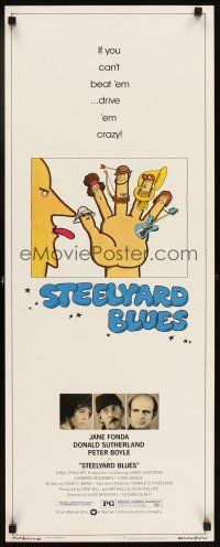 5z722 STEELYARD BLUES insert '72 Jane Fonda & Donald Sutherland, wacky art of finger puppets!