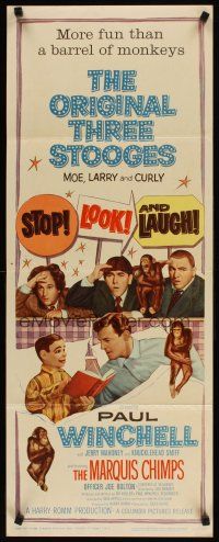 5z727 STOP LOOK & LAUGH insert '60 Three Stooges, Larry, Moe & Curly + chimpanzees & dummy!
