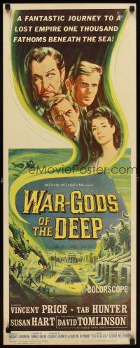 5z789 WAR-GODS OF THE DEEP insert '65 Vincent Price, Jacques Tourneur underwater sci-fi!