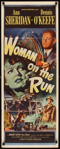 5z802 WOMAN ON THE RUN insert '50 Ann Sheridan, Dennis O'Keefe, film noir!
