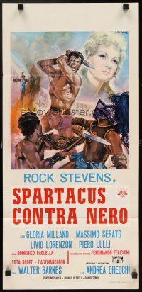 5z308 CHALLENGE OF THE GLADIATOR Italian locandina '65 cool art of Spartacus by Rodolfo Gasparri!
