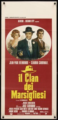 5z352 HIT MAN Italian locandina '72 Jean-Paul Belmondo, sexy Claudia Cardinale, Casaro art!