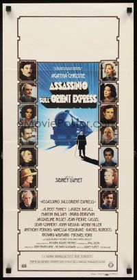 5z374 MURDER ON THE ORIENT EXPRESS Italian locandina '74 Agatha Christie, great art of cast!
