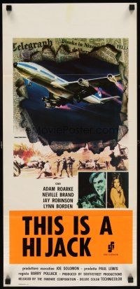5z408 THIS IS A HIJACK Italian locandina '74 Barry Pollack in thrill story of terror in the skies!