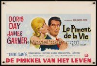 6a055 THRILL OF IT ALL Belgian '63 different artwork of Doris Day kissing James Garner!