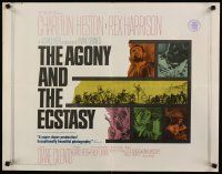 6a233 AGONY & THE ECSTASY 1/2sh '65 great art of Charlton Heston & Rex Harrison, Carol Reed!