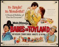 6a249 BABES IN TOYLAND 1/2sh '61 Walt Disney, Ray Bolger, Tommy Sands, Annette, musical!