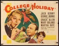 6a305 COLLEGE HOLIDAY style A 1/2sh '36 cheering college students, top comics of the day!