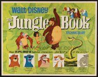 6a419 JUNGLE BOOK 1/2sh '67 Walt Disney cartoon classic, great image of Mowgli & friends!