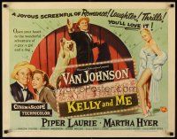 6a422 KELLY & ME style A 1/2sh '57 art of Van Johnson, Piper Laurie, sexy Martha Hyer & dog!