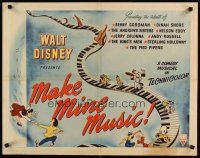 6a446 MAKE MINE MUSIC style B 1/2sh '46 Disney full-length feature cartoon, wonderful musical art!