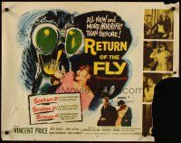 6a526 RETURN OF THE FLY 1/2sh '59 Vincent Price, insect monster art, more horrific than before!