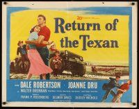 6a528 RETURN OF THE TEXAN 1/2sh '52 art of Dale Robertson holding Joanne Dru by military jeep!