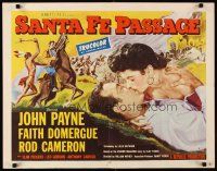 6a541 SANTA FE PASSAGE style B 1/2sh '55 romantic art of John Payne & Faith Domergue, Rod Cameron