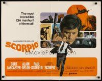 6a545 SCORPIO int'l 1/2sh '73 Burt Lancaster, Alain Delon, the most incredible manhunt of all time!