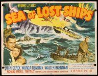 6a546 SEA OF LOST SHIPS style A 1/2sh '53 John Derek adventures to frozen Hell of North Atlantic!