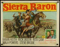 6a553 SIERRA BARON 1/2sh '58 art of Brian Keith & sexy Rita Gam in western action!