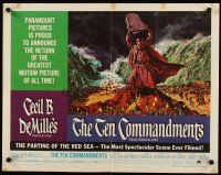 6a604 TEN COMMANDMENTS 1/2sh R66 Cecil B. DeMille classic starring Charlton Heston & Yul Brynner!
