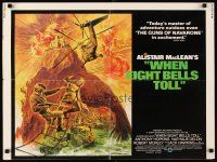 6a653 WHEN EIGHT BELLS TOLL 1/2sh '71 from Alistair MacLean's novel, cool fiery action art!