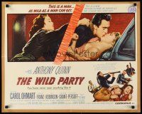 6a659 WILD PARTY kraftbacked 1/2sh '56 Anthony Quinn, it's the new sin that is sweeping America!