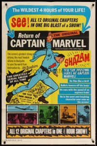 6c034 ADVENTURES OF CAPTAIN MARVEL 1sh R66 Tom Tyler serial, Return of Captain Marvel!