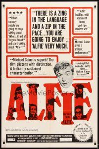 6c042 ALFIE 1sh '66 British cad Michael Caine loves them and leaves them, ask any girl!