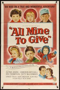 6c047 ALL MINE TO GIVE 1sh '57 Glynis Johns, Cameron Mitchell, great artwork of children!