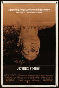 6c053 ALTERED STATES 1sh '80 William Hurt, Paddy Chayefsky, Ken Russell, sci-fi horror!