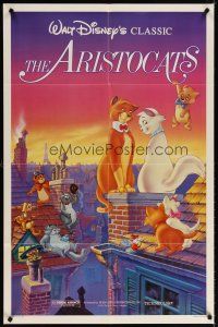 6c070 ARISTOCATS 1sh R87 Walt Disney feline jazz musical cartoon, great colorful image!