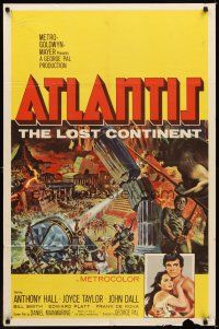 6c075 ATLANTIS THE LOST CONTINENT 1sh '61 George Pal underwater sci-fi, cool fantasy art by Smith!