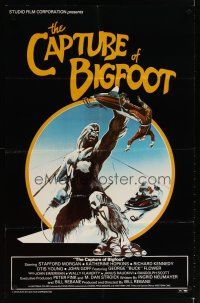 6c180 CAPTURE OF BIGFOOT 1sh '79 Stafford Morgan, cool artwork of giant creature on rampage!