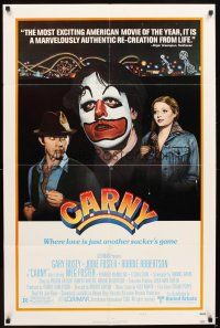 6c184 CARNY style B 1sh '80 Jodie Foster, Robbie Robertson, Gary Busey in carnival clown make up!