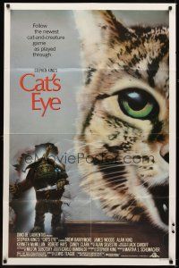 6c188 CAT'S EYE 1sh '85 Stephen King, Drew Barrymore, artwork of wacky little monster by J. Vack!