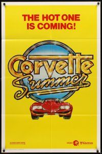 6c232 CORVETTE SUMMER teaser 1sh '78 Mark Hamill, cool art of custom Corvette!