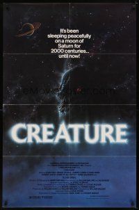 6c239 CREATURE 1sh '85 really cool artwork of monster in space by Todd Curtis!