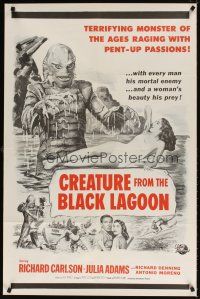 6c240 CREATURE FROM THE BLACK LAGOON military 1sh R50s cool art of monster & sexy Julie Adams