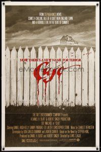 6c247 CUJO 1sh '83 Stephen King, artwork of bloody fence & house by Robert Tanenbaum!
