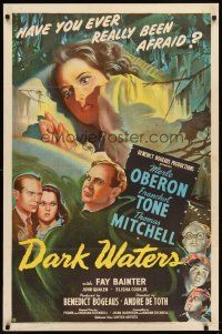 6c259 DARK WATERS 1sh '44 was love or madness to be Merle Oberon's fate, Franchot Tone