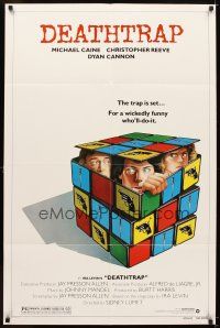 6c267 DEATHTRAP style B 1sh '82 art of Chris Reeve, Michael Caine & Dyan Cannon in Rubik's Cube!