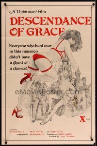 6c274 DESCENDANCE OF GRACE 1sh '74 Grey Poupon directed, sexy artwork!