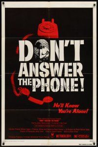 6c293 DON'T ANSWER THE PHONE 1sh '80 Nicholas Worth will know you're alone, sexy horror!