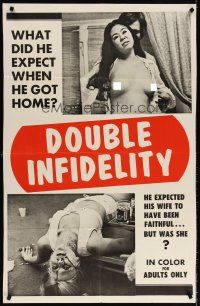 6c295 DOUBLE INFIDELITY 1sh '69 wild images of topless woman & bloody girl!