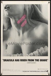 6c302 DRACULA HAS RISEN FROM THE GRAVE 1sh '69 Hammer, sexy girl with bandaids on her neck!