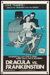 6c303 DRACULA VS. FRANKENSTEIN 1sh '70s love tramps seduced by creatures from the grave!