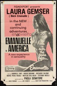 6c322 EMANUELLE IN AMERICA Canadian 1sh '77 artwork of sexy naked Laura Gemser in the title role!
