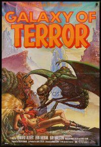 6c408 GALAXY OF TERROR 1sh '81 great sexy Charo fantasy artwork of monsters attacking girl!
