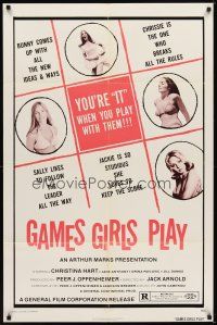 6c411 GAMES GIRLS PLAY 1sh '75 Christina Hart, Jane Anthony, you're it when you play with them!