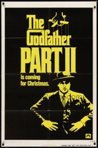 6c433 GODFATHER PART II advance 1sh '74 Al Pacino in Francis Ford Coppola classic crime sequel!